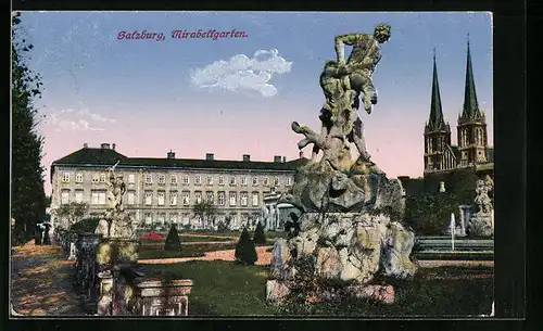 AK Salzburg, Mirabellgarten mit Skulpturen