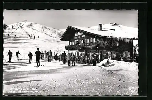 AK Schmittenhöhe, Breiteck-Alm mit Skifahrern