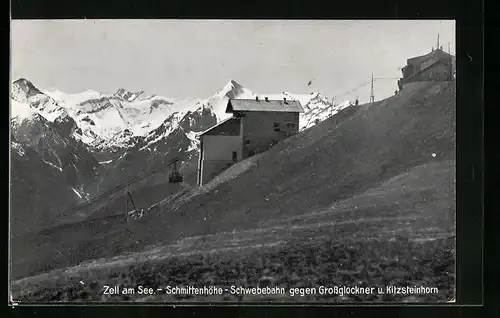 AK Zell am See, Schwebebahn auf der Schmittenhöhe mit Grossglockner und Kitzsteinhorn
