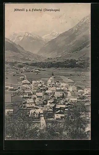 AK Mittersill g. d. Felbertal, Ortspartie mit Kirche und Berglandschaft