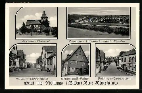 AK Röttingen / Baden, Hauptstrasse mit Gasthaus Traube, Lebensmittelgeschäft Bohrer, Brückenstrasse mit Gashaus Löwen