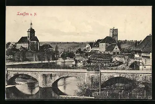 AK Lauffen, Brücke mit Sicht auf Kirche