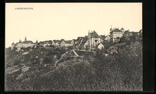 AK Langenburg, Blick auf Burg und Siedlung