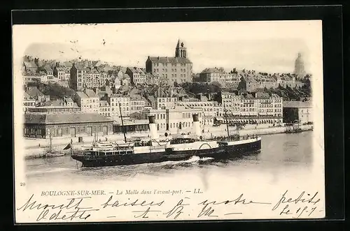 AK Boulogne-sur-Mer, La Malle dans l`avant-port, Hafen