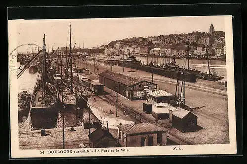 AK Boulogne-sur-Mer, Le Port et la Ville