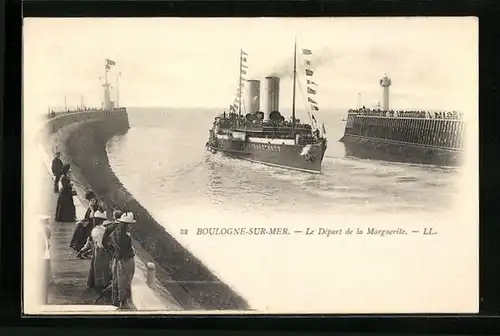 AK Boulogne-sur-Mer, Le Départ de la Marguerite, Hafen
