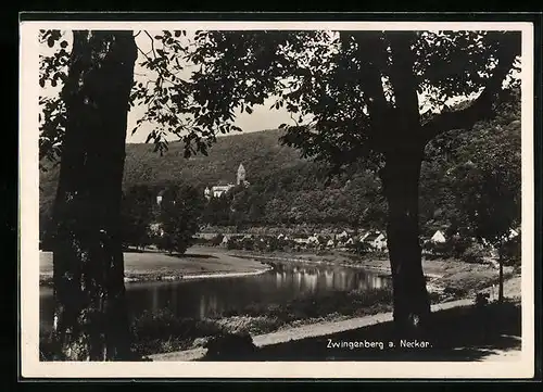 AK Zwingenberg /Neckar, Blick auf Fluss und Kirche