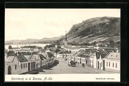 Künstler-AK Hainburg /Donau, Panorama mit Kirche