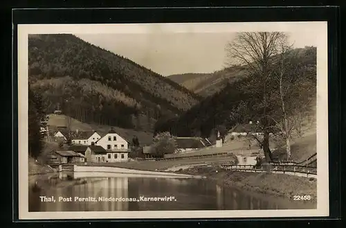 AK Thal, Flusspartie mit Gasthaus Karnerwirt