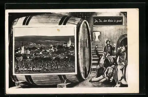 AK Pulkau, Teilansicht im Passepartoutrahmen