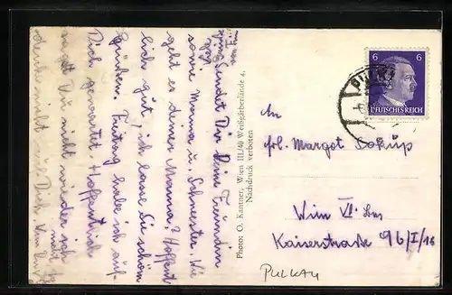 AK Pulkau, Teilansicht im Passepartoutrahmen