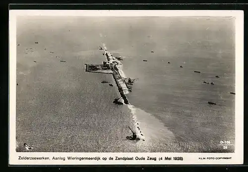 AK Zuiderzeewerken, Aanleg Wieringermeerdijk op de Zandplaat Oude Zeug