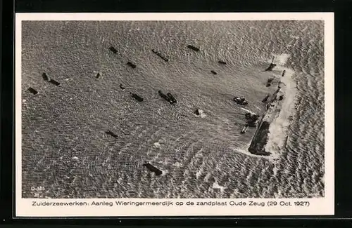 AK Zuiderzeewerken, Aanleg Wieringermeerdijk op de zandplaat Oude Zeug