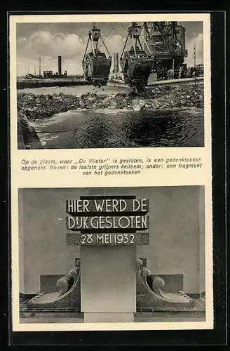 AK Friesland, Op de plaats waar De Vlieter is gesloten is een gedenkteeken opgericht, Boven: de laatste grijpers...