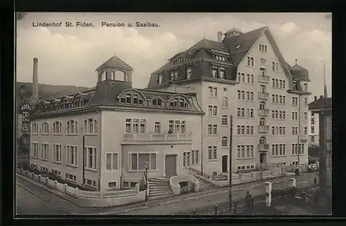 AK St. Gallen-St. Fiden, Pension und Saalbau Lindenhof, Gesamtansicht