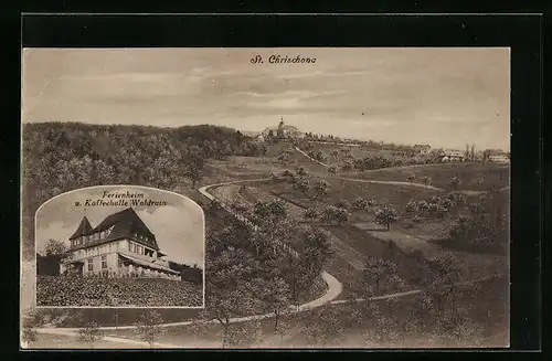AK St. Chrischona, Blick zum Ferienheim u. Kaffeehalle Waldrain