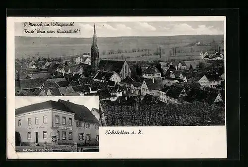 AK Eichstetten a. K., Gasthaus zum Ochsen, Teilansicht mit Kirche