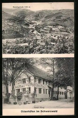 AK Ottenhöfen im Schwarzwald, Hotel Pflug, Teilansicht mit Hornisgrinde