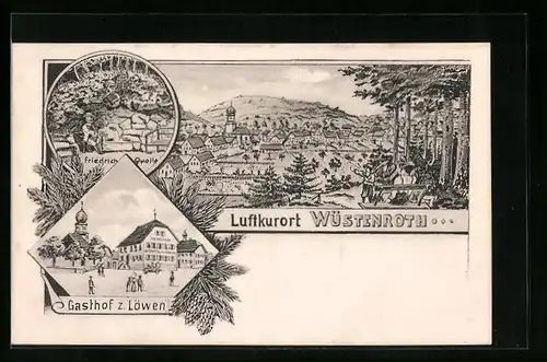 AK Wüstenroth, Gasthof zum Löwen, Friedrich-Quelle