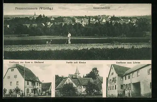 AK Frauenzimmern /Wüttbg., Gasthaus zur Rose, Gasthof zum Löwen