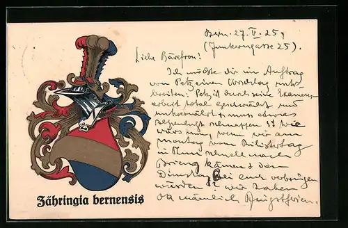 AK Bern, Studentenwappen der Zähringia bernensis