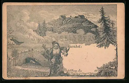 Künstler-AK sign. Christian Peip: Inselsberg, Ortsansicht aus der Ferne, Zwerg