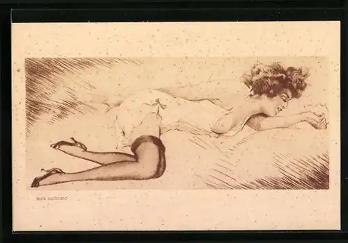 Künstler-AK Max Brüning: Aether, Frau mit nackter Brust