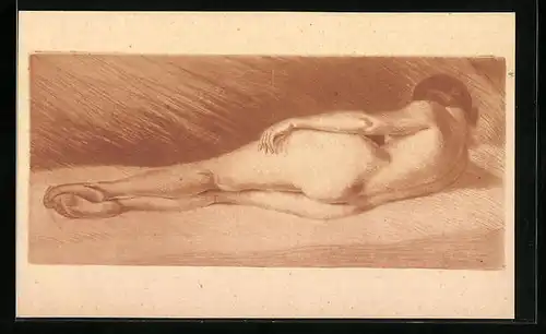Künstler-AK Max Brüning: Liegender weiblicher Akt