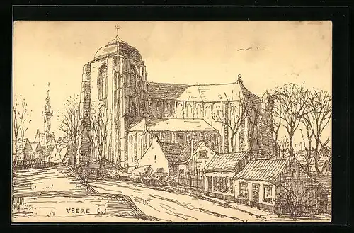Künstler-AK Veere, Ned. Herv. Kerk