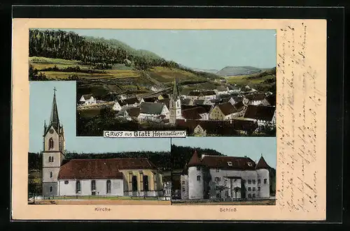 AK Glatt /Hohenz., Ortsansicht aus der Vogelschau, Kirche, Schloss