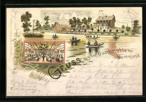 Lithographie Dortmund, Gasthaus Buschmühle
