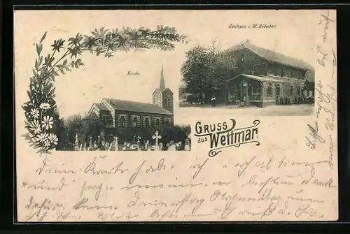 AK Wettmar, Gasthaus W. Bödecker, Kirche