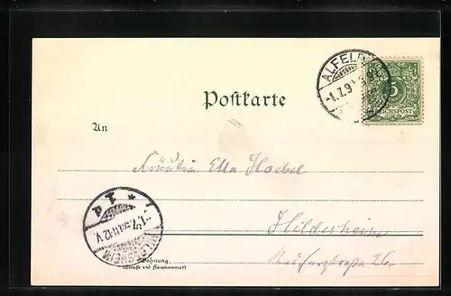 Lithographie Alfeld, Rathaus, Seminare, Kreisständehaus, Gesamtansicht