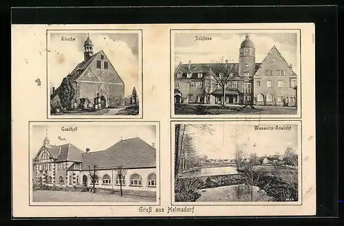 AK Helmsdorf, Kirche, Schloss und Gasthof