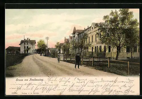 AK Freilassing Blick durch eine Dorfstrasse