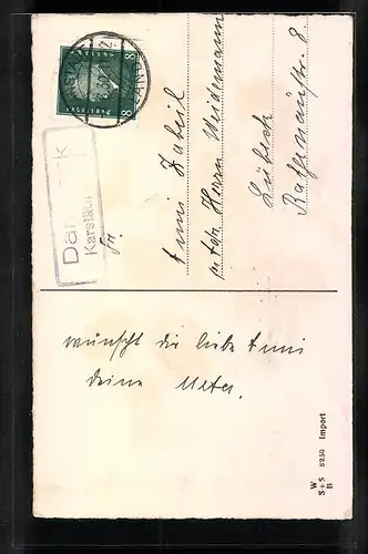 Künstler-AK Maikäfer auf Birkenzweig - Pfingstgruss