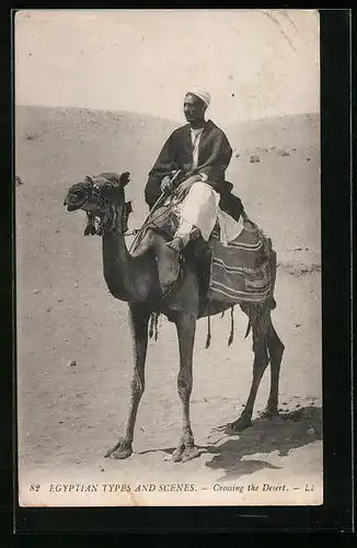 AK Ägypter auf einem Kamel in der Wüste