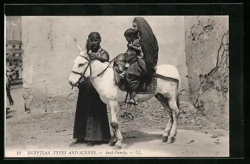 AK Ägyptische Familie mit Esel