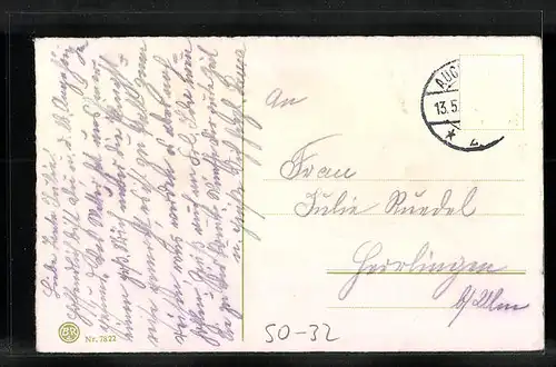 Künstler-AK Zwei Maikäfer auf einem Birkenzweig - Pfingstgruss