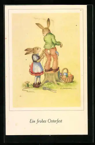 AK Osterhase flickt Hose eines anderen