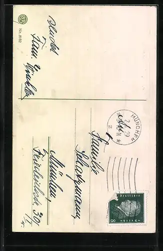 AK Kleiner Schornsteinfeger auf Fliegenpilz