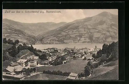 AK Zell am See, Blick vom Schmittental gegen Thumersbach