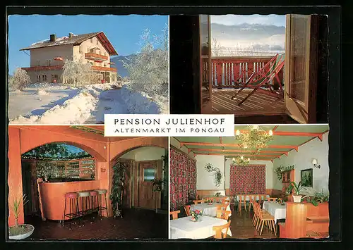 AK Altenmarkt /Pongau, Bar und Speisesaal der Pension Julienhof