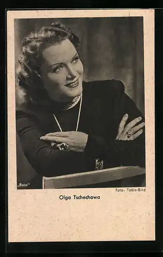 AK Schauspielerin Olga Tschechowa mit Schmuck