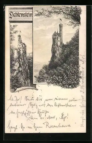Künstler-AK Lichtenstein, Ansicht der Burg