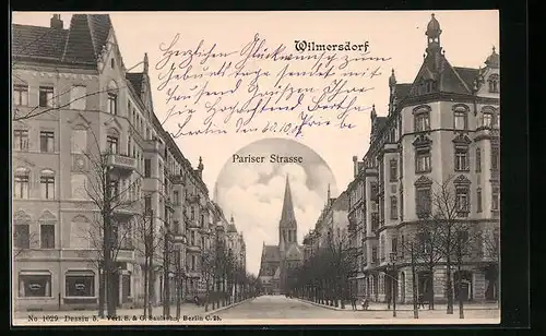 AK Berlin-Wilmersdorf, Blick durch Pariser Strasse