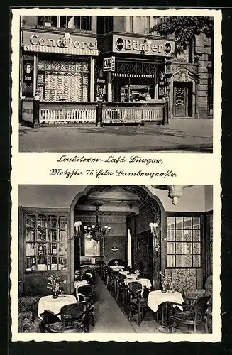 AK Berlin-Schöneberg, Conditorei und Café in der Motzstr. 76 und Bamberger Str.