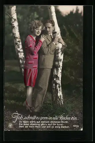 Foto-AK NPG Nr. 632 /6: Paar im Birkenwald
