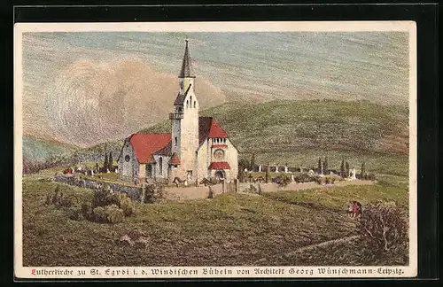 Künstler-AK St. Egydi, Blick auf die Lutherkirche