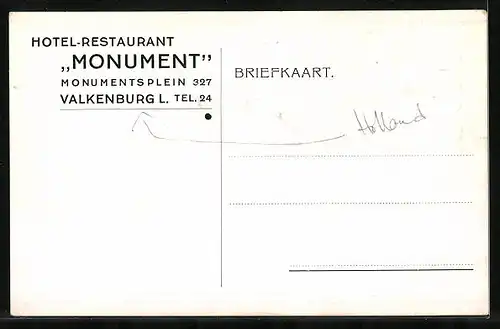 AK Valkenburg, Hotel-Restaurant Monument, Monumentsplein 327